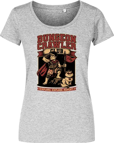 Dungeon Crawler Club - Nerd, Geek, Fantasy, Adventure, Rpg, Litrpg, Book, Books, Bookworm, Science Fantasy, Science Fiction, Scifi, Cat, Pet, Donut, Funny, Post-apocalyptic, Apocalypse, Post Apocalyptic, Apocalyptic Cats, Postapocalypse, Post-apocalypse, Vintage, Retro, Retro Vintage, Retro Advertising, Retro Publicity, Club, Group, Squad, Exploration, Exploring, Explore, Explorer, Explosion, Explosive, Repeat - Damen T-Shirt