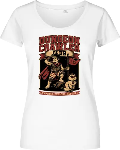 Dungeon Crawler Club - Nerd, Geek, Fantasy, Adventure, Rpg, Litrpg, Book, Books, Bookworm, Science Fantasy, Science Fiction, Scifi, Cat, Pet, Donut, Funny, Post-apocalyptic, Apocalypse, Post Apocalyptic, Apocalyptic Cats, Postapocalypse, Post-apocalypse, Vintage, Retro, Retro Vintage, Retro Advertising, Retro Publicity, Club, Group, Squad, Exploration, Exploring, Explore, Explorer, Explosion, Explosive, Repeat - Damen T-Shirt