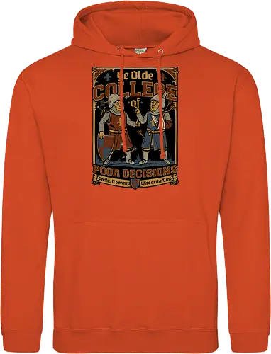 Medieval Knight College - Medieval, Knights, Knight, College Humor, College, Retro College, College Parody, University, University Shirt, Fake University, Decisions, Bad Decisions, Decision, Wise, Warrior, War, Fight, Battle, Fun, Funny, Rpg, Role-play, Role-playing, Roleplay Game, Role-playing Game, Critical Role, Roleplay, Roleplaying, D20, Roleplaying Game, Pen and Paper, Dungeon Master, Pen and Paper, Pen and paper, Dungeon, Fantasy, Adventure, Mascot, Meme - Standard Hoodie