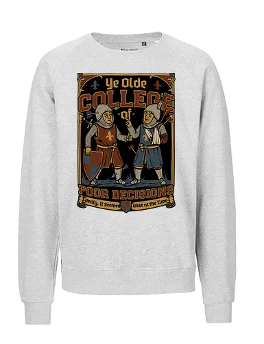 Medieval Knight College - Medieval, Knights, Knight, College Humor, College, Retro College, College Parody, University, University Shirt, Fake University, Decisions, Bad Decisions, Decision, Wise, Warrior, War, Fight, Battle, Fun, Funny, Rpg, Role-play, Role-playing, Roleplay Game, Role-playing Game, Critical Role, Roleplay, Roleplaying, D20, Roleplaying Game, Pen and Paper, Dungeon Master, Pen and Paper, Pen and paper, Dungeon, Fantasy, Adventure, Mascot, Meme - Fairtrade Sweatshirt