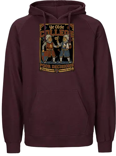 Medieval Knight College - Medieval, Knights, Knight, College Humor, College, Retro College, College Parody, University, University Shirt, Fake University, Decisions, Bad Decisions, Decision, Wise, Warrior, War, Fight, Battle, Fun, Funny, Rpg, Role-play, Role-playing, Roleplay Game, Role-playing Game, Critical Role, Roleplay, Roleplaying, D20, Roleplaying Game, Pen and Paper, Dungeon Master, Pen and Paper, Pen and paper, Dungeon, Fantasy, Adventure, Mascot, Meme - Fairtrade Hoodie