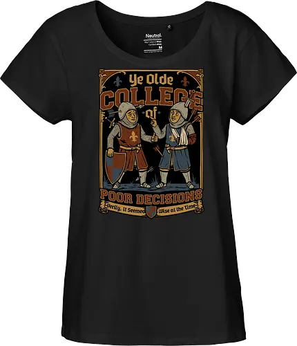Medieval Knight College - Medieval, Knights, Knight, College Humor, College, Retro College, College Parody, University, University Shirt, Fake University, Decisions, Bad Decisions, Decision, Wise, Warrior, War, Fight, Battle, Fun, Funny, Rpg, Role-play, Role-playing, Roleplay Game, Role-playing Game, Critical Role, Roleplay, Roleplaying, D20, Roleplaying Game, Pen and Paper, Dungeon Master, Pen and Paper, Pen and paper, Dungeon, Fantasy, Adventure, Mascot, Meme - Fairtrade Girl Shirt