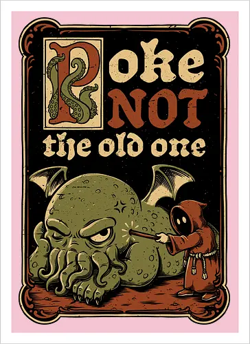 Medieval Poke Cthulhu - Medieval, Call Of Cthulhu, Cthulhu, Cthulhu Mythos, Hp Lovecraft, Lovecraftian, Lovecraft, H.p. Lovecraft, H P Lovecraft, Classic Horror, Horror, Horror Comedy, Horror Humor, Cosmic, Cosmic Horror, Fun, Funny, Poke, Tentacles, Tentacle, Fantasy, Adventure, Classic, Books, Book, Bookworm, Occultism, Cultist, Ritual, Sleep, Sleepy, Sleeping - Kunstdruck