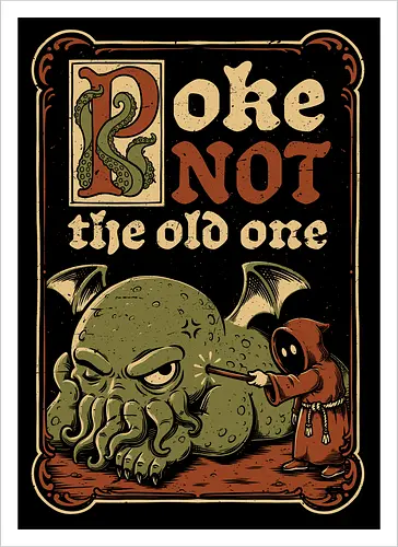 Medieval Poke Cthulhu - Medieval, Call Of Cthulhu, Cthulhu, Cthulhu Mythos, Hp Lovecraft, Lovecraftian, Lovecraft, H.p. Lovecraft, H P Lovecraft, Classic Horror, Horror, Horror Comedy, Horror Humor, Cosmic, Cosmic Horror, Fun, Funny, Poke, Tentacles, Tentacle, Fantasy, Adventure, Classic, Books, Book, Bookworm, Occultism, Cultist, Ritual, Sleep, Sleepy, Sleeping - Kunstdruck