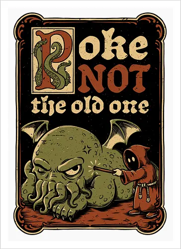 Medieval Poke Cthulhu - Medieval, Call Of Cthulhu, Cthulhu, Cthulhu Mythos, Hp Lovecraft, Lovecraftian, Lovecraft, H.p. Lovecraft, H P Lovecraft, Classic Horror, Horror, Horror Comedy, Horror Humor, Cosmic, Cosmic Horror, Fun, Funny, Poke, Tentacles, Tentacle, Fantasy, Adventure, Classic, Books, Book, Bookworm, Occultism, Cultist, Ritual, Sleep, Sleepy, Sleeping - Kunstdruck