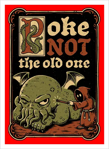 Medieval Poke Cthulhu - Medieval, Call Of Cthulhu, Cthulhu, Cthulhu Mythos, Hp Lovecraft, Lovecraftian, Lovecraft, H.p. Lovecraft, H P Lovecraft, Classic Horror, Horror, Horror Comedy, Horror Humor, Cosmic, Cosmic Horror, Fun, Funny, Poke, Tentacles, Tentacle, Fantasy, Adventure, Classic, Books, Book, Bookworm, Occultism, Cultist, Ritual, Sleep, Sleepy, Sleeping - Kunstdruck