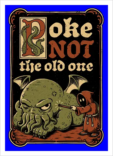 Medieval Poke Cthulhu - Medieval, Call Of Cthulhu, Cthulhu, Cthulhu Mythos, Hp Lovecraft, Lovecraftian, Lovecraft, H.p. Lovecraft, H P Lovecraft, Classic Horror, Horror, Horror Comedy, Horror Humor, Cosmic, Cosmic Horror, Fun, Funny, Poke, Tentacles, Tentacle, Fantasy, Adventure, Classic, Books, Book, Bookworm, Occultism, Cultist, Ritual, Sleep, Sleepy, Sleeping - Kunstdruck