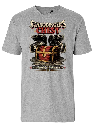 RPG Treasure Monster Chest - Rpg, Role-play, Role-playing, Roleplay Game, Role-playing Game, Critical Role, Roleplay, Roleplaying, Roleplaying Game, D20, Dungeon Master, Dungeon, Dungeons, Fun, Funny, Fantasy, Adventure, Magic, Magical, Magical Creatures, Magical Creature, Creature, Monsters, Monster, Stem, Science, Scientist, Scientists, Science, Science Fantasy, Funny Science, Science Joke, Science Humor, Mimic, Treasure, Treasure Chest, Chest, Schrodinger, Schrodinger's Cat - Fairtrade T-Shirt