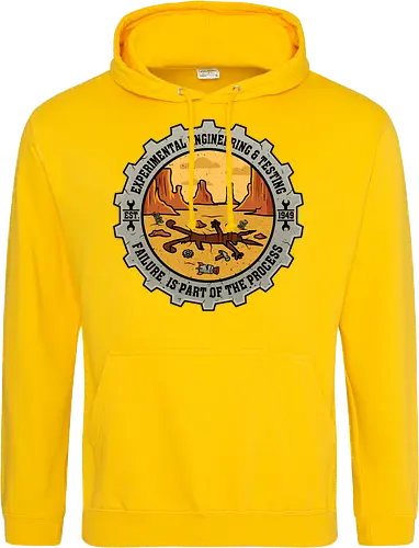 Experimental Engineering – Failure Is Part Of The Process - Ingenieur, Engineering, Cartoon, Coyote, Experiment, Failure, Tech, Humor, Lustig, Geschenk, Vintage Badge, Science, Erfinder, Geek, Nerd - Standard Hoodie