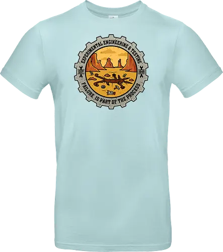 Experimental Engineering – Failure Is Part Of The Process - Ingenieur, Engineering, Cartoon, Coyote, Experiment, Failure, Tech, Humor, Lustig, Geschenk, Vintage Badge, Science, Erfinder, Geek, Nerd - Standard T-Shirt