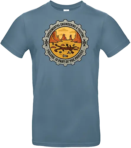 Experimental Engineering – Failure Is Part Of The Process - Ingenieur, Engineering, Cartoon, Coyote, Experiment, Failure, Tech, Humor, Lustig, Geschenk, Vintage Badge, Science, Erfinder, Geek, Nerd - Standard T-Shirt