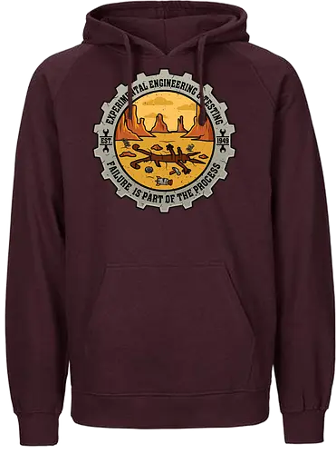 Experimental Engineering – Failure Is Part Of The Process - Ingenieur, Engineering, Cartoon, Coyote, Experiment, Failure, Tech, Humor, Lustig, Geschenk, Vintage Badge, Science, Erfinder, Geek, Nerd - Fairtrade Hoodie