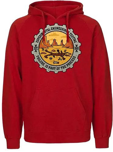 Experimental Engineering – Failure Is Part Of The Process - Ingenieur, Engineering, Cartoon, Coyote, Experiment, Failure, Tech, Humor, Lustig, Geschenk, Vintage Badge, Science, Erfinder, Geek, Nerd - Fairtrade Hoodie