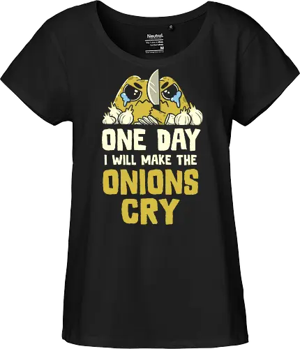 The Onions Will Cry - koalatees, koala, koalastudio, onion, crying, cooking, kitchen, funny, chef, vegan, joke, sarcastic, ironic, knife - Fairtrade Girl Shirt