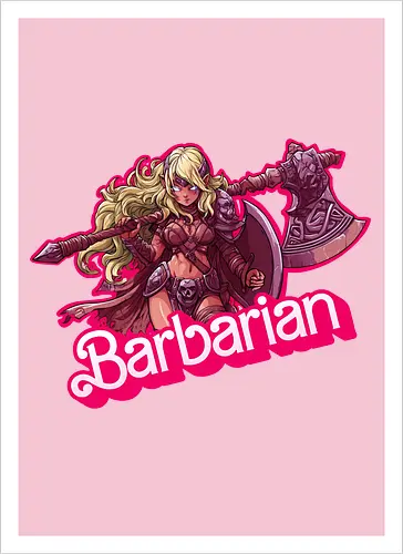 Barbarian Girl - dnd barbarian, geek girl, dungeon master gift, ttrpg gift for her, goblin dice, warrior girl, critical hit, forgotten realm, critical role, dnd character girl, dungeon crawler carl, Pen and paper, Pen and paper - Kunstdruck
