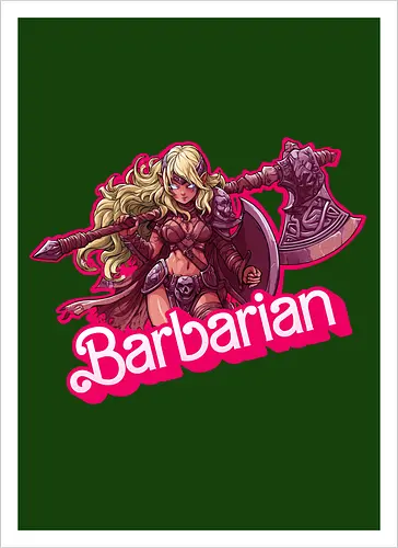 Barbarian Girl - dnd barbarian, geek girl, dungeon master gift, ttrpg gift for her, goblin dice, warrior girl, critical hit, forgotten realm, critical role, dnd character girl, dungeon crawler carl, Pen and paper, Pen and paper - Kunstdruck