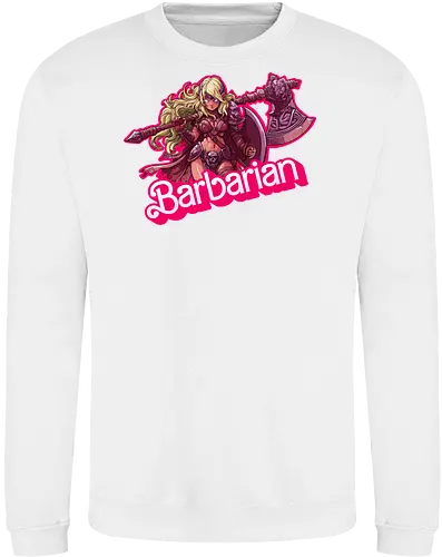 Barbarian Girl - dnd barbarian, geek girl, dungeon master gift, ttrpg gift for her, goblin dice, warrior girl, critical hit, forgotten realm, critical role, dnd character girl, dungeon crawler carl, Pen and paper, Pen and paper - Sweatshirt