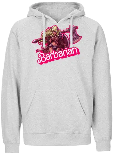 Barbarian Girl - dnd barbarian, geek girl, dungeon master gift, ttrpg gift for her, goblin dice, warrior girl, critical hit, forgotten realm, critical role, dnd character girl, dungeon crawler carl, Pen and paper, Pen and paper - Fairtrade Hoodie