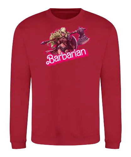 Barbarian Girl - dnd barbarian, geek girl, dungeon master gift, ttrpg gift for her, goblin dice, warrior girl, critical hit, forgotten realm, critical role, dnd character girl, dungeon crawler carl, Pen and paper, Pen and paper - Sweatshirt