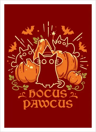 Hocus Pawcus - Halloween Cats - black cats, halloween, pumpkin, spooky cute, witchy, funny quote, magical, hocus pocus, cat lover, bats, oktober, cute animals, witchcraft - Kunstdruck