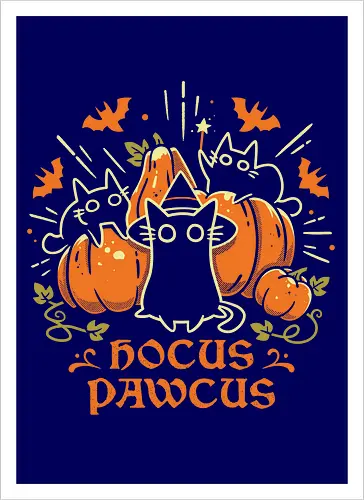 Hocus Pawcus - Halloween Cats - black cats, halloween, pumpkin, spooky cute, witchy, funny quote, magical, hocus pocus, cat lover, bats, oktober, cute animals, witchcraft - Kunstdruck