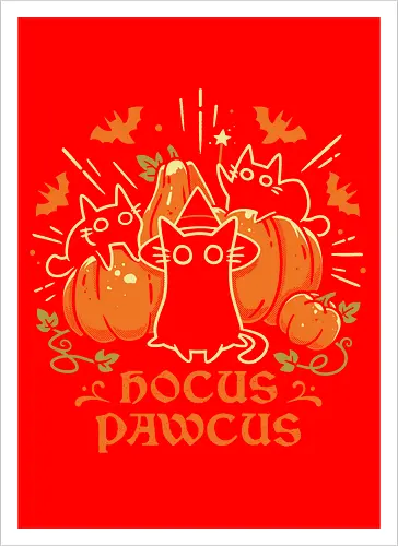 Hocus Pawcus - Halloween Cats - black cats, halloween, pumpkin, spooky cute, witchy, funny quote, magical, hocus pocus, cat lover, bats, oktober, cute animals, witchcraft - Kunstdruck