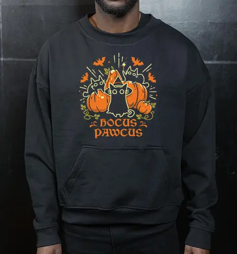 Hocus Pawcus - Halloween Cats - black cats, halloween, pumpkin, spooky cute, witchy, funny quote, magical, hocus pocus, cat lover, bats, oktober, cute animals, witchcraft - Cropped Sweatshirt