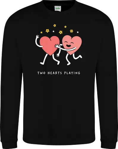 Heart to Heart: The Happy Hug - cute heart hug shirt, Valentine's day graphic tee, kawaii aesthetic apparel, matching couple shirts, best friend clothing, pastel pink heart merch, wholesome graphic design, sweet minimalist streetwear, spread love tee, happy heart character fashion - Sweatshirt