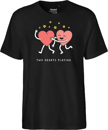 Heart to Heart: The Happy Hug - cute heart hug shirt, Valentine's day graphic tee, kawaii aesthetic apparel, matching couple shirts, best friend clothing, pastel pink heart merch, wholesome graphic design, sweet minimalist streetwear, spread love tee, happy heart character fashion - Fairtrade T-Shirt