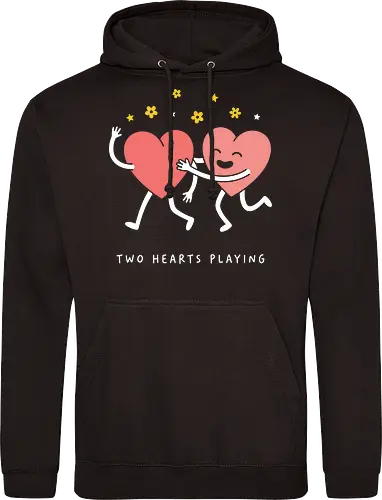 Heart to Heart: The Happy Hug - cute heart hug shirt, Valentine's day graphic tee, kawaii aesthetic apparel, matching couple shirts, best friend clothing, pastel pink heart merch, wholesome graphic design, sweet minimalist streetwear, spread love tee, happy heart character fashion - Standard Hoodie