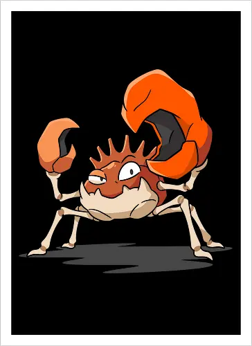 King of the Pinch: The Giant Crab - retro gaming shirt, crab graphic tee, anime pocket monster, giant claw apparel, water type monster, 90s gamer streetwear, ocean animal clothing, funny crustacean tee, retro anime aesthetic, kawaii sea creature - Kunstdruck