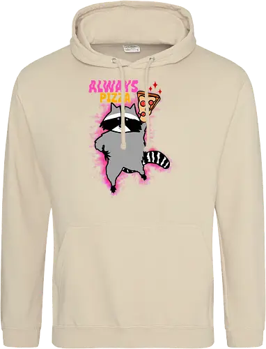 Waschbär mit Pizza  - Pizza, Waschbär, Tier, Naturliebhaber, Essen, Humor, lustig, süßer Käse, Pizzastück - Standard Hoodie