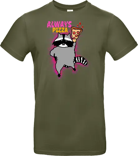 Waschbär mit Pizza  - Pizza, Waschbär, Tier, Naturliebhaber, Essen, Humor, lustig, süßer Käse, Pizzastück - Standard T-Shirt