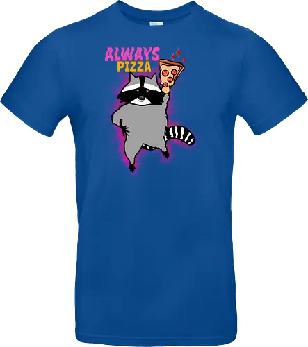 Waschbär mit Pizza  - Pizza, Waschbär, Tier, Naturliebhaber, Essen, Humor, lustig, süßer Käse, Pizzastück - Standard T-Shirt