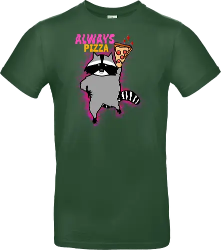 Waschbär mit Pizza  - Pizza, Waschbär, Tier, Naturliebhaber, Essen, Humor, lustig, süßer Käse, Pizzastück - Standard T-Shirt