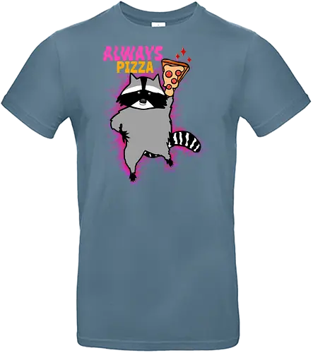 Waschbär mit Pizza  - Pizza, Waschbär, Tier, Naturliebhaber, Essen, Humor, lustig, süßer Käse, Pizzastück - Standard T-Shirt