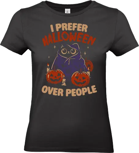 Halloween Over People - koalatees, koala, koalastudio, halloween, spooky, black cat, cat lover, introvert, pumpkins, sarcastic, cute, gothic - Standard T-Shirt (Frauen)