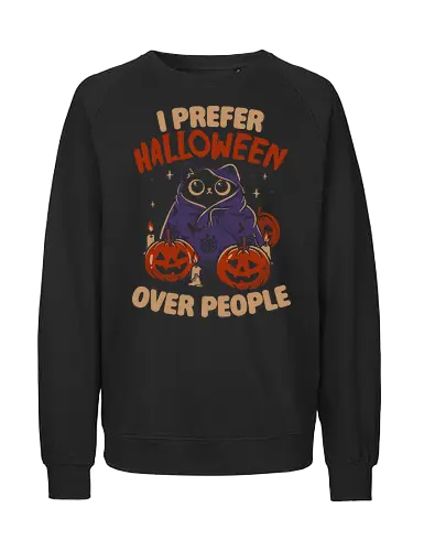 Halloween Over People - koalatees, koala, koalastudio, halloween, spooky, black cat, cat lover, introvert, pumpkins, sarcastic, cute, gothic - Fairtrade Sweatshirt