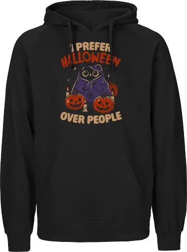 Halloween Over People - koalatees, koala, koalastudio, halloween, spooky, black cat, cat lover, introvert, pumpkins, sarcastic, cute, gothic - Fairtrade Hoodie