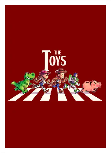 The Toys  - toy, jessie, rex, pig, buzz, woody, t-rex, dino, Tyrannosaurus Rex, abbey road, beatles, pixar - Kunstdruck