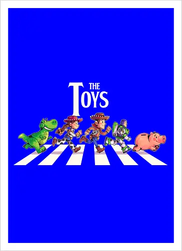 The Toys  - toy, jessie, rex, pig, buzz, woody, t-rex, dino, Tyrannosaurus Rex, abbey road, beatles, pixar - Kunstdruck