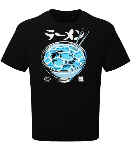 Serenity Soup - surreal, zen, japanese, tranquility, blue, creative, nature, oriental, food, anime, fish, water - Oversize T-Shirt