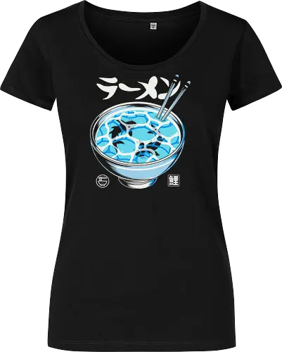 Serenity Soup - surreal, zen, japanese, tranquility, blue, creative, nature, oriental, food, anime, fish, water - Damen T-Shirt