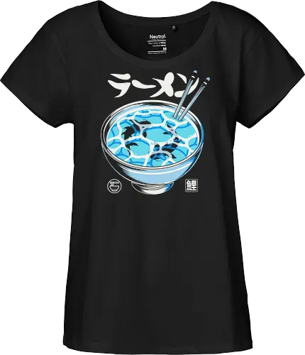 Serenity Soup - surreal, zen, japanese, tranquility, blue, creative, nature, oriental, food, anime, fish, water - Fairtrade Girl Shirt