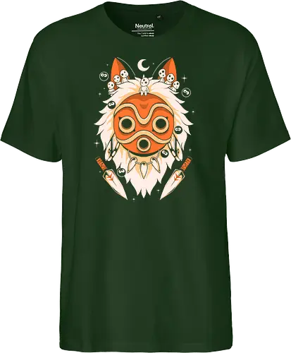 Guardian of the Magic Forest - anime, magic, movies, forest, spirit, mask, cute, fantasy, wolf, japanese, legend, nerd - Fairtrade T-Shirt