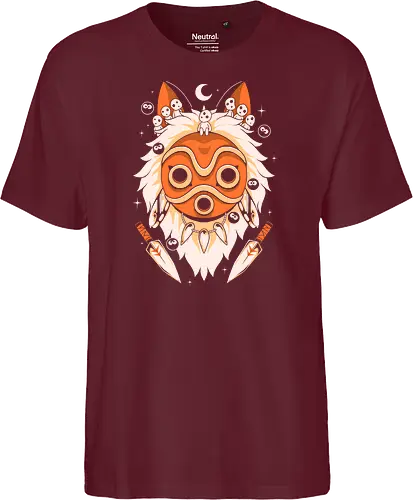 Guardian of the Magic Forest - anime, magic, movies, forest, spirit, mask, cute, fantasy, wolf, japanese, legend, nerd - Fairtrade T-Shirt