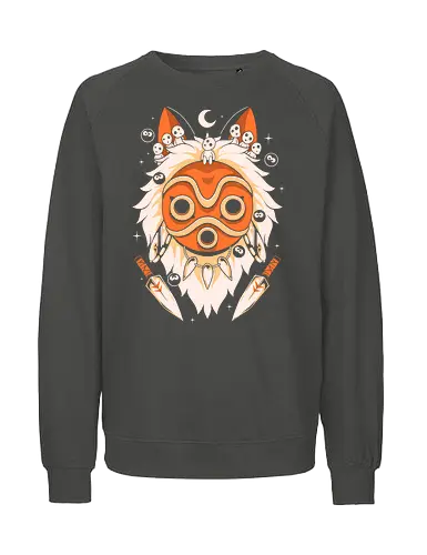 Guardian of the Magic Forest - anime, magic, movies, forest, spirit, mask, cute, fantasy, wolf, japanese, legend, nerd - Fairtrade Sweatshirt