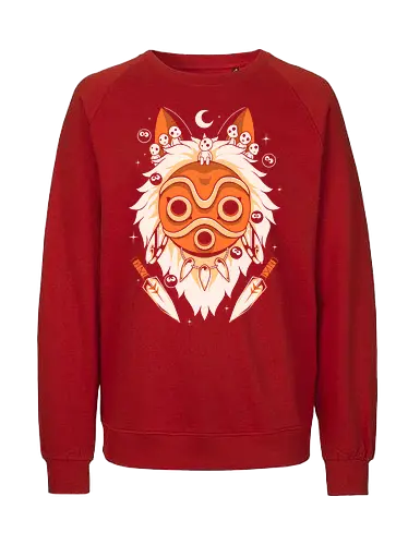 Guardian of the Magic Forest - anime, magic, movies, forest, spirit, mask, cute, fantasy, wolf, japanese, legend, nerd - Fairtrade Sweatshirt