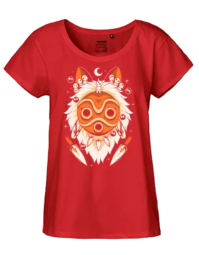 Guardian of the Magic Forest - anime, magic, movies, forest, spirit, mask, cute, fantasy, wolf, japanese, legend, nerd - Fairtrade Girl Shirt