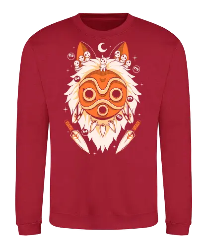 Guardian of the Magic Forest - anime, magic, movies, forest, spirit, mask, cute, fantasy, wolf, japanese, legend, nerd - Sweatshirt